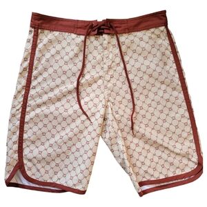 Paul Frank Brown Monkey PF Drawstring Board Shorts Made In USA Y2K